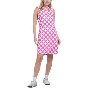 G LIFESTYLE Upf 50 Short Sleeve Polo Mini Dress With Gold Tone Buttons
